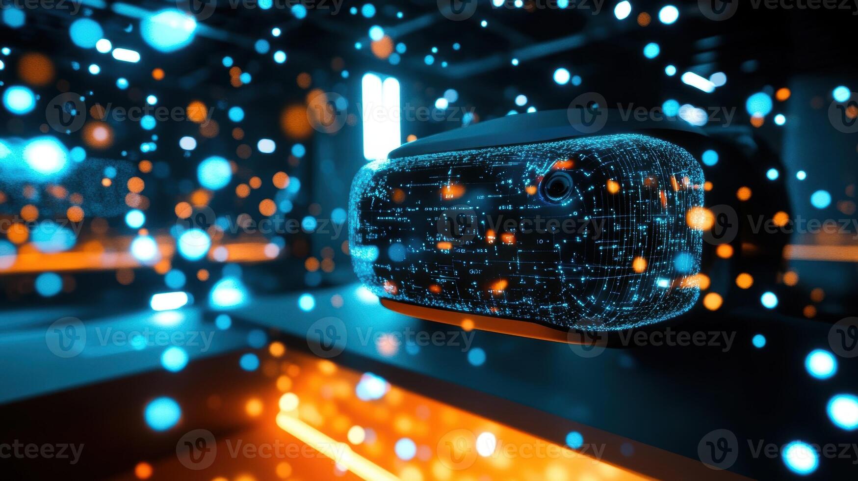 A detailed view of a virtual reality setup where the interface simulates a cloudbased manufacturing environment allowing users to visualize process optimizations photo