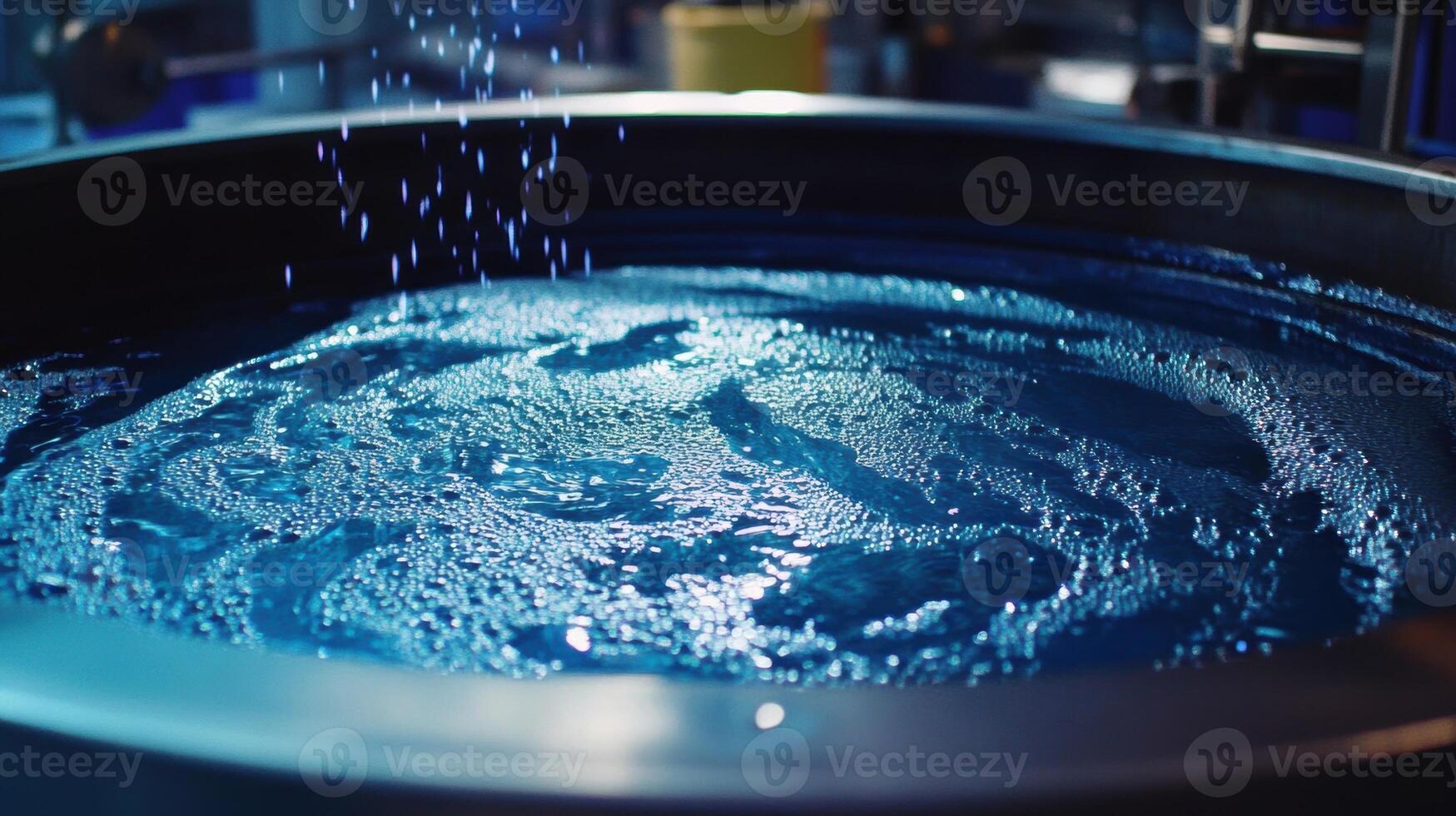 A closeup of a large mixing vat where liquid byproducts from manufacturing processes are blended preparing them for treatment and reuse in creating new materials photo