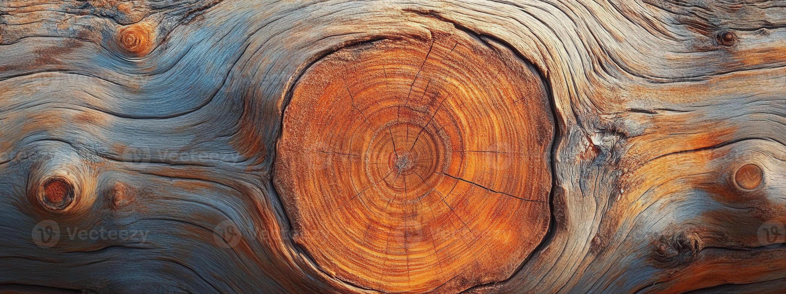 a close up of a tree trunk with a circular pattern photo