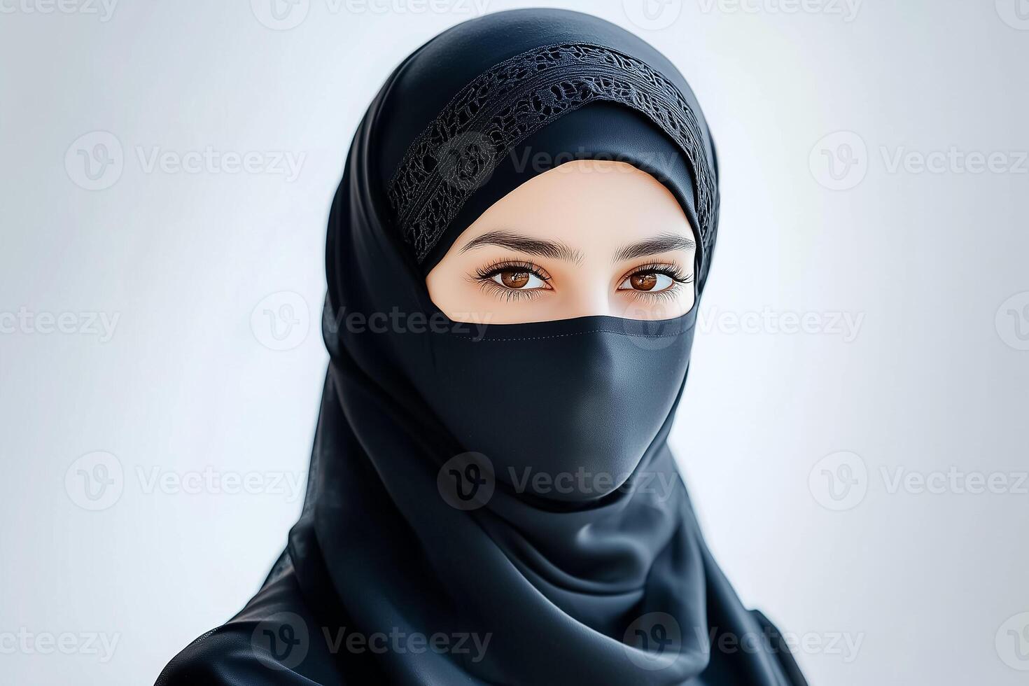 a woman wearing a black hijab photo
