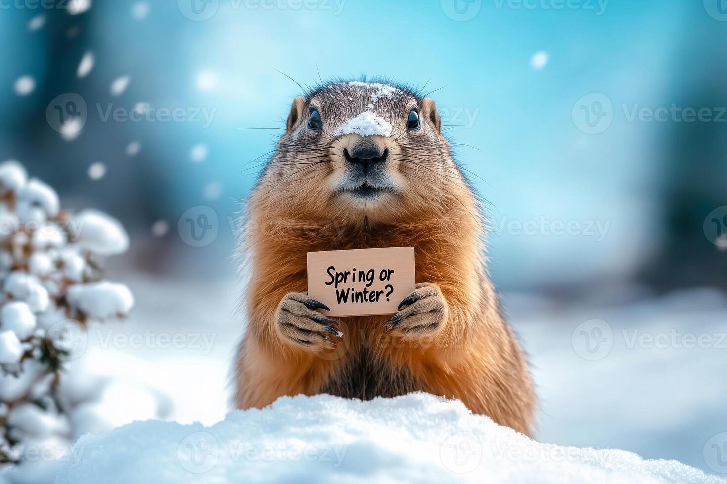 a spring is coming, but the groundhog is not photo