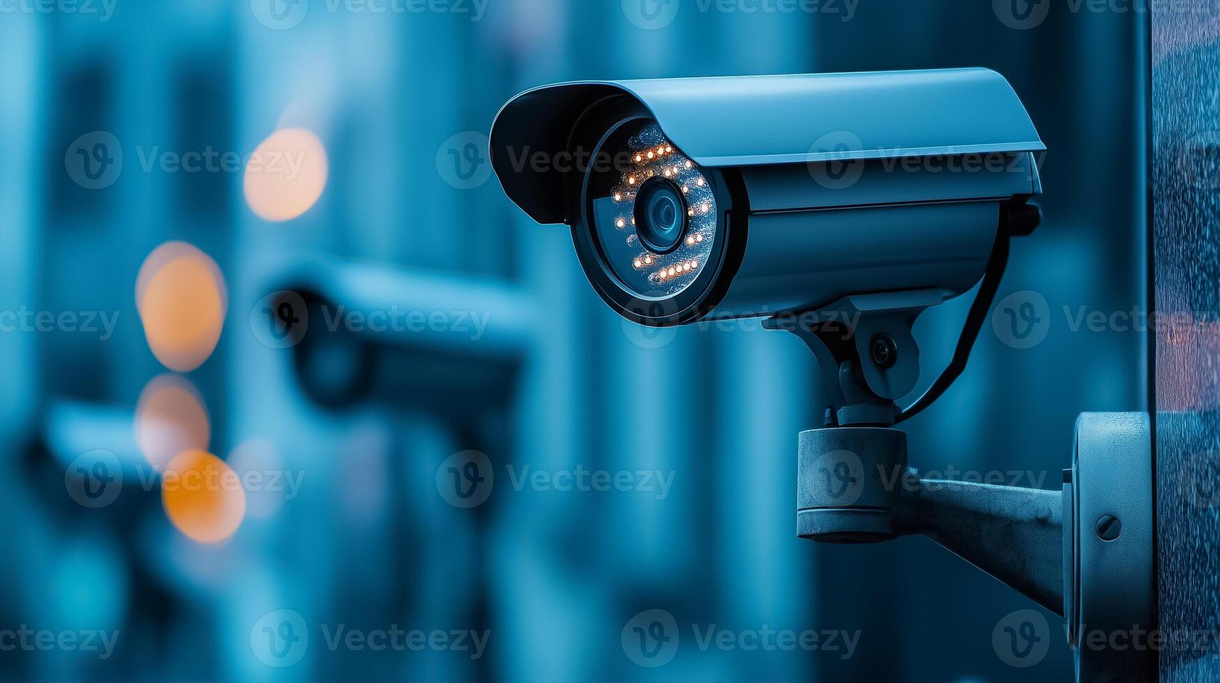 security cameras on a wall in front of a building photo