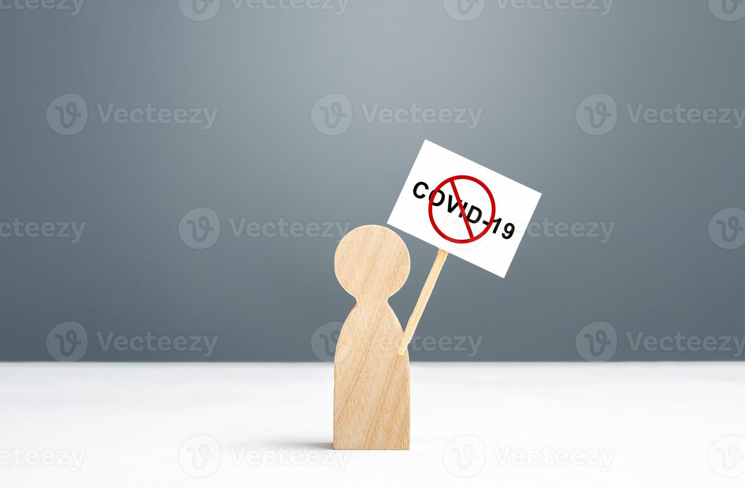 A person with calling to stop quarantine prohibitory measures. The result of a hybrid information war and the manipulation of facts. Conspiracy theories followers. Denial of the existence of the virus photo