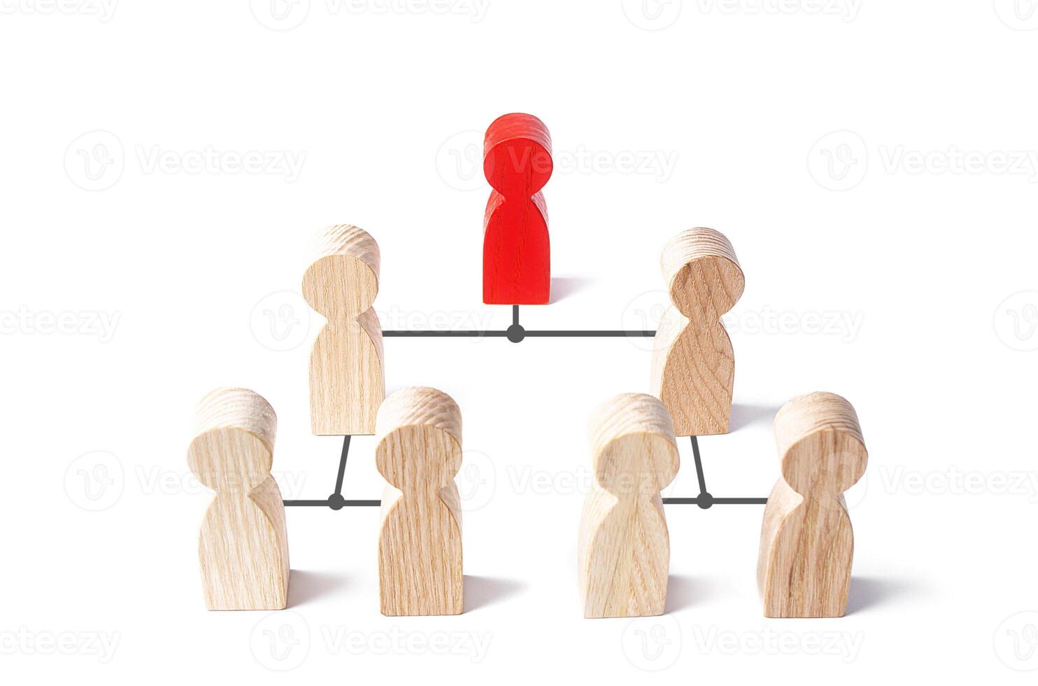 Business company system hierarchy of employees. Optimization and high work efficiency, minimization of costs and bureaucracy. Management and responsibilities distribution. photo