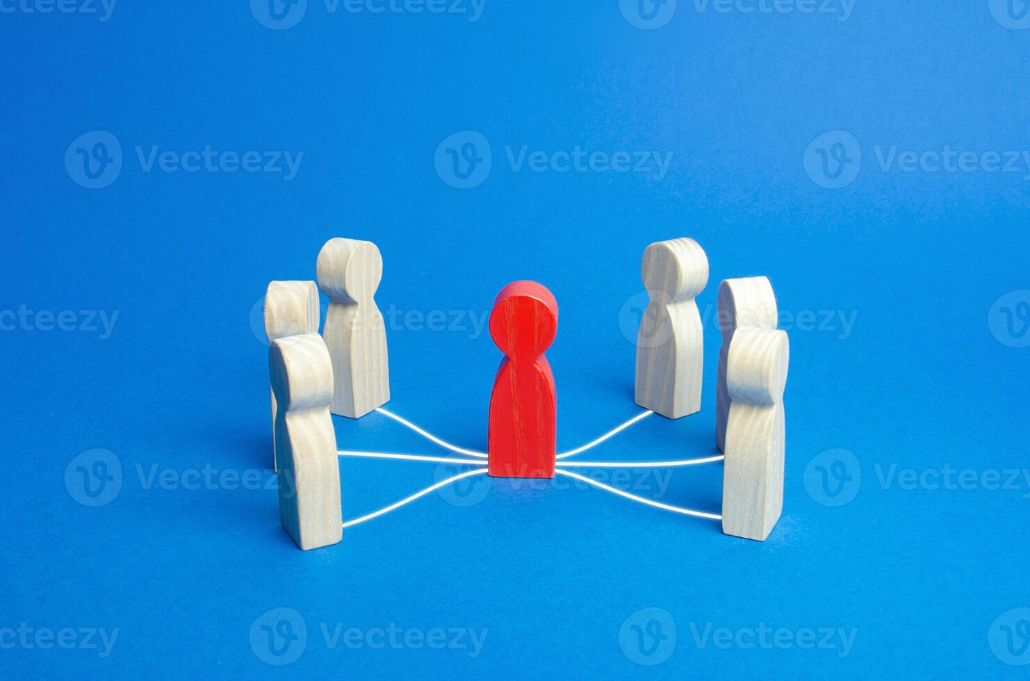 Mediation intermediary between people. Business deal. Political diplomatic negotiations. Conflict resolution and consensus building. Influential person with connections. The leader controls the team. photo