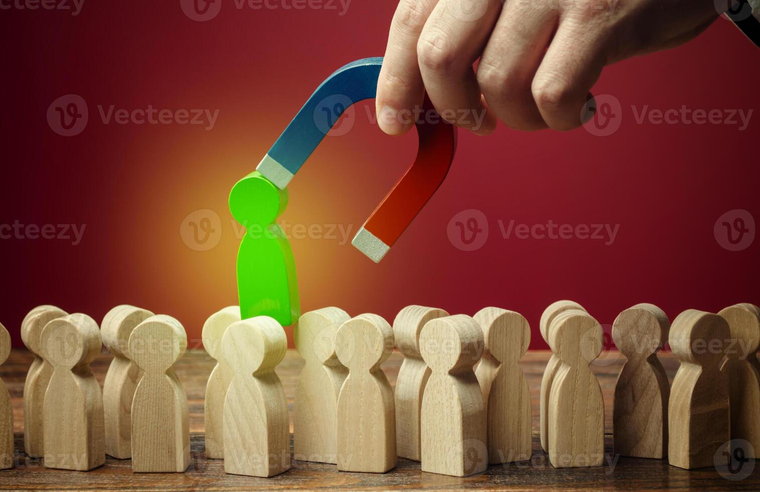 Businessman finds the right person for the job. Best choice. Toxic worker. Search for professionals specialists for open vacancies. Recruiting talented workers, headhunters, human resources. photo