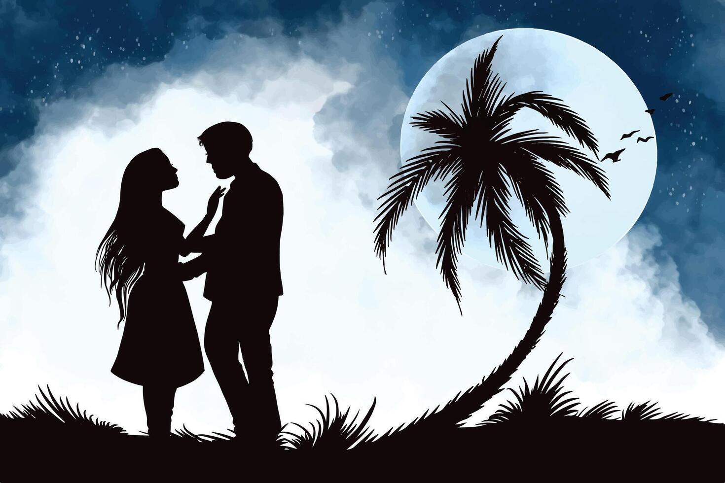 Beautiful cute couple in love hugging valentines day card background vector