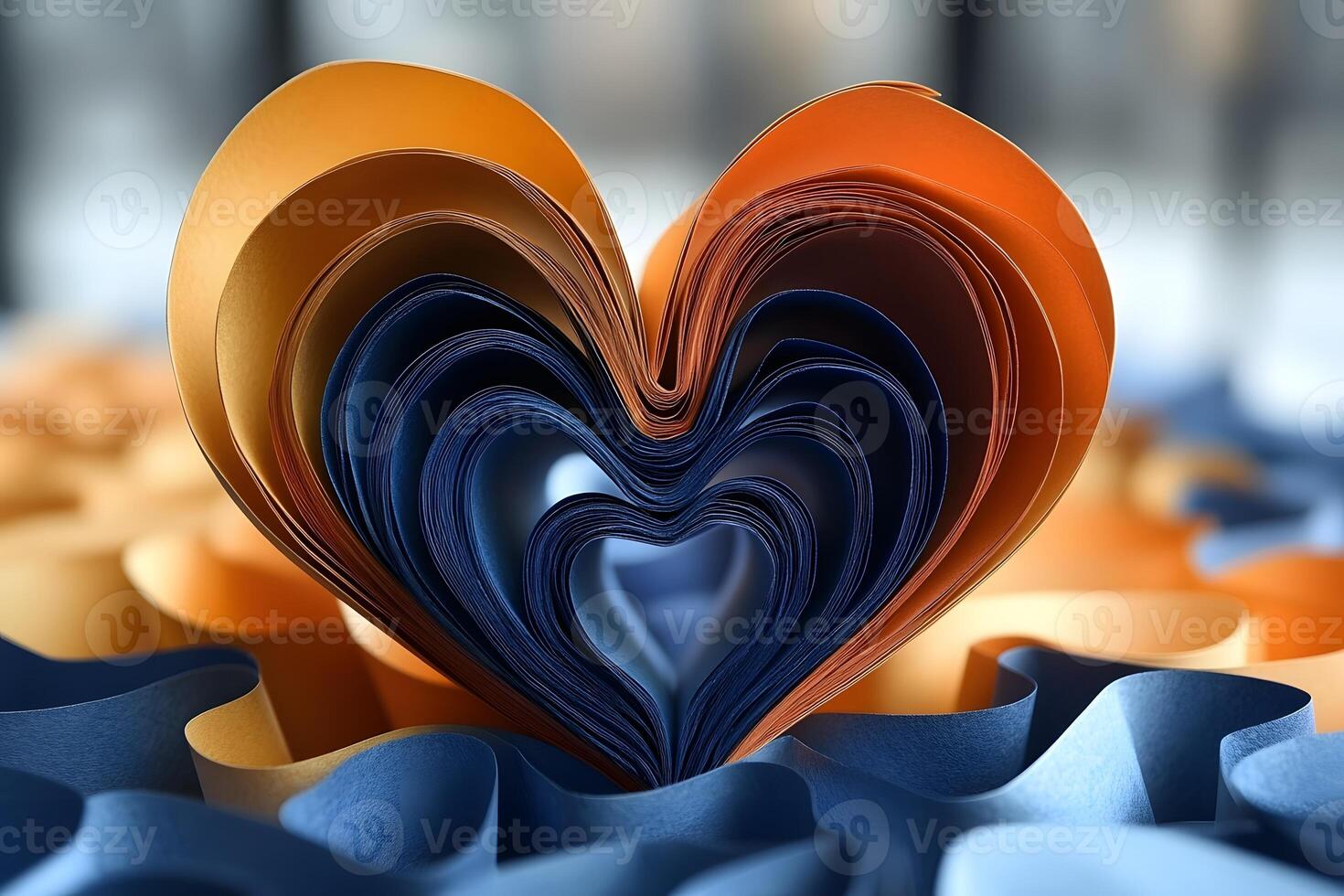 Colorful Paper Heart Sculpture Creative Abstract Art for Design and Inspiration photo