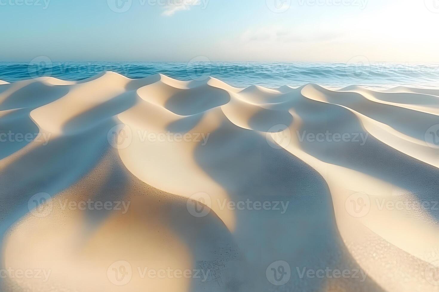 Tranquil Desert Sands Meeting the Endless Ocean Horizon photo