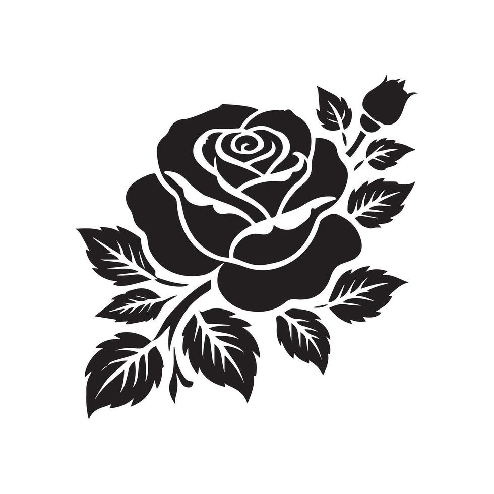 A Mystical Shadow Of A Rose In Silhouette Design vector