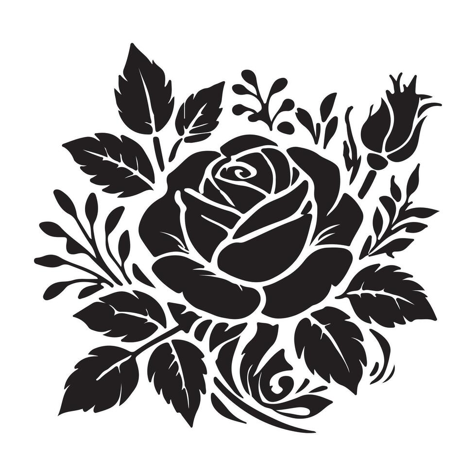 Artistic Expressions Through Black Rose Silhouette Design vector