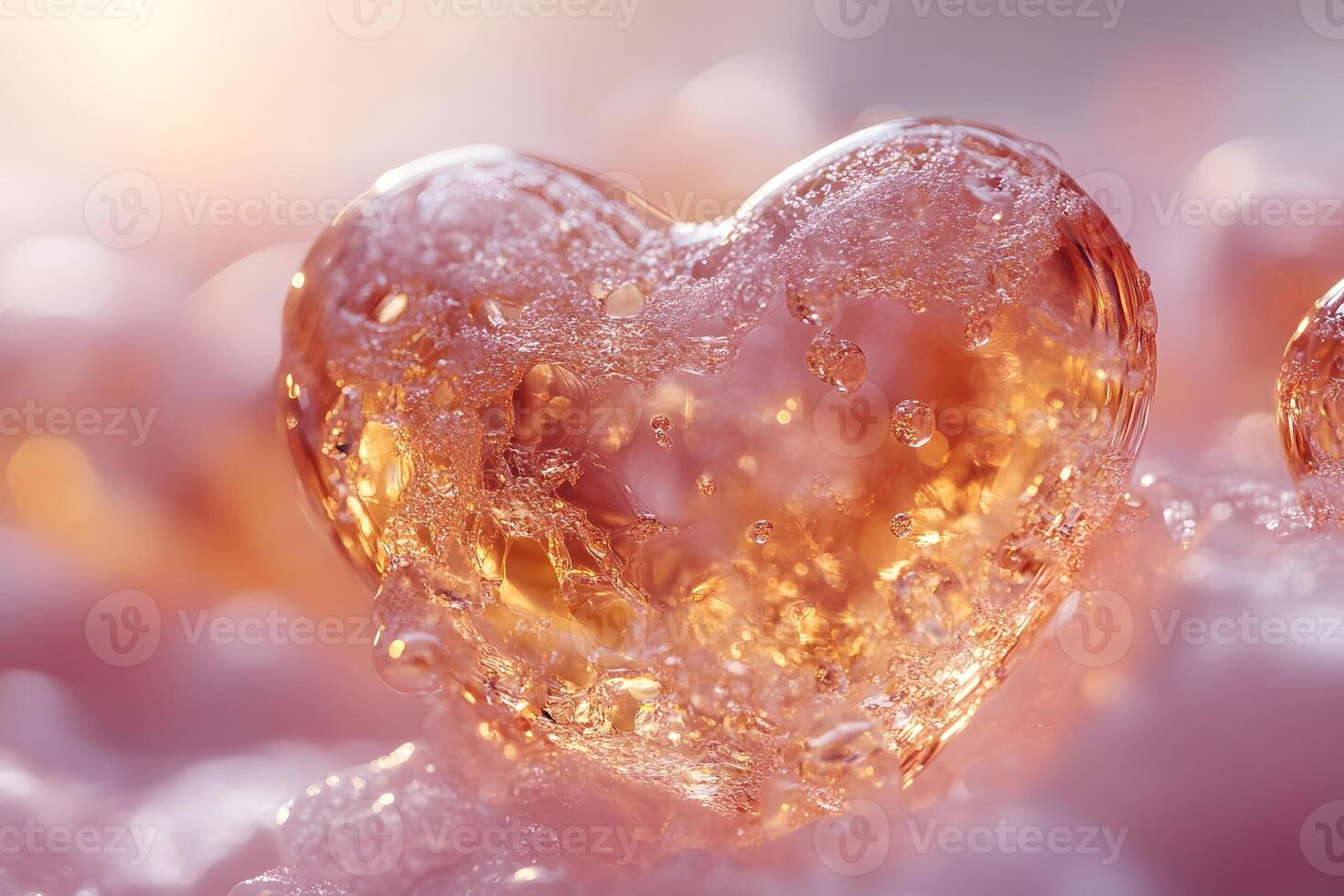 Romantic Crystal Heart in Melting Ice - Perfect for Valentine's Day Cards and Design photo