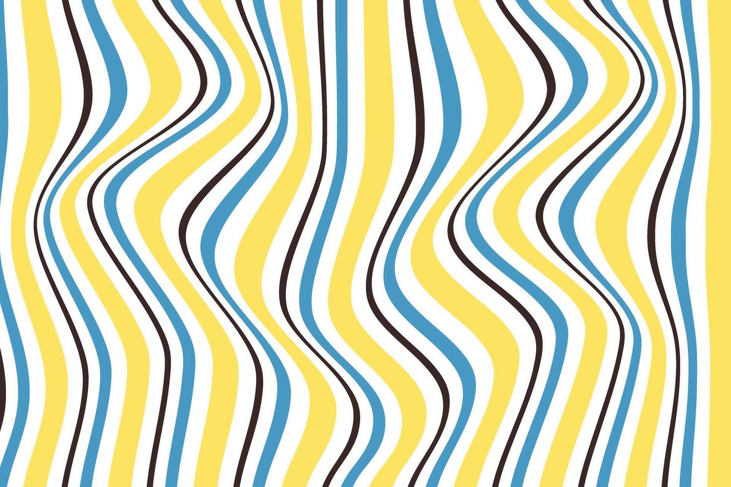 simple abstract yellow sky black color wavy distort line pattern vector