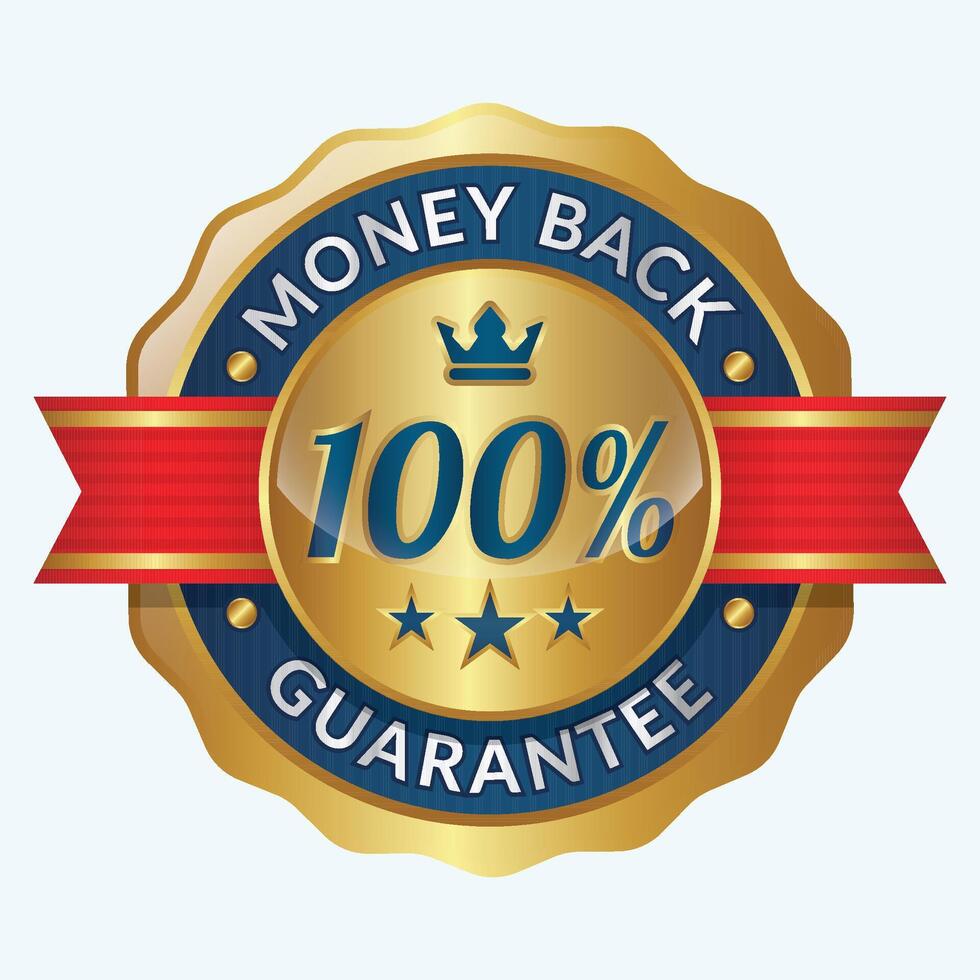 100 money back guarantee badge vector