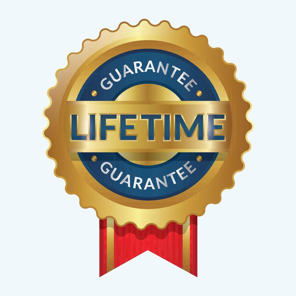 lifetime guarantee, gold badge vector