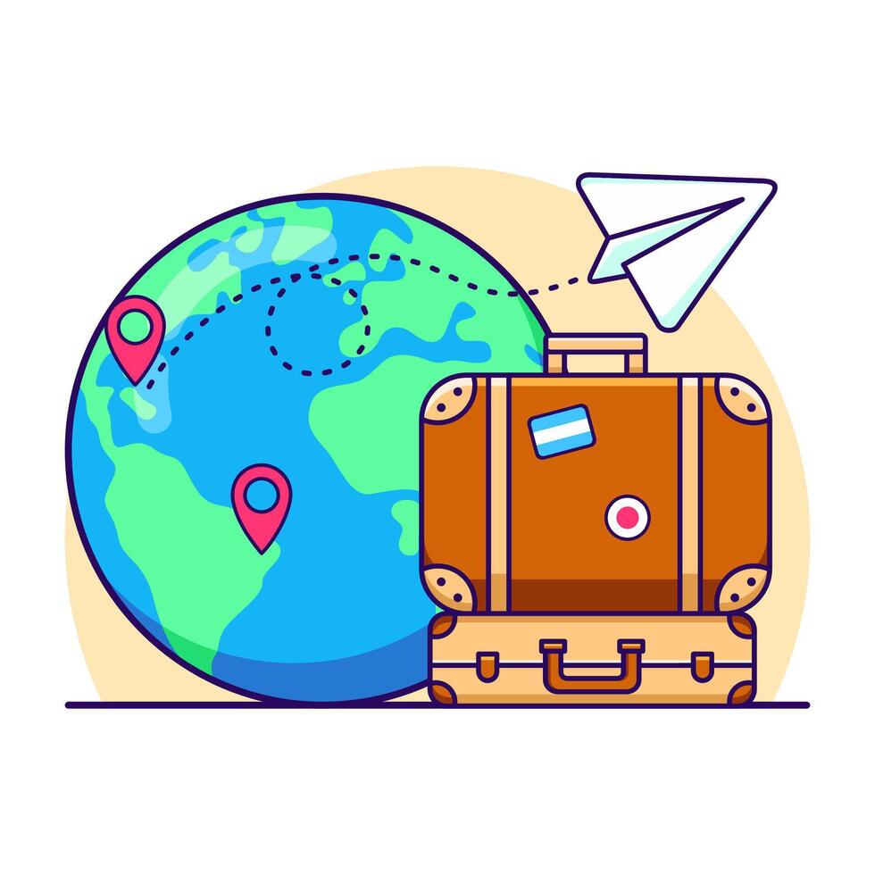 Adventure Gear Set Cartoon Illustration. Traveling Concept Icon Isolated vector