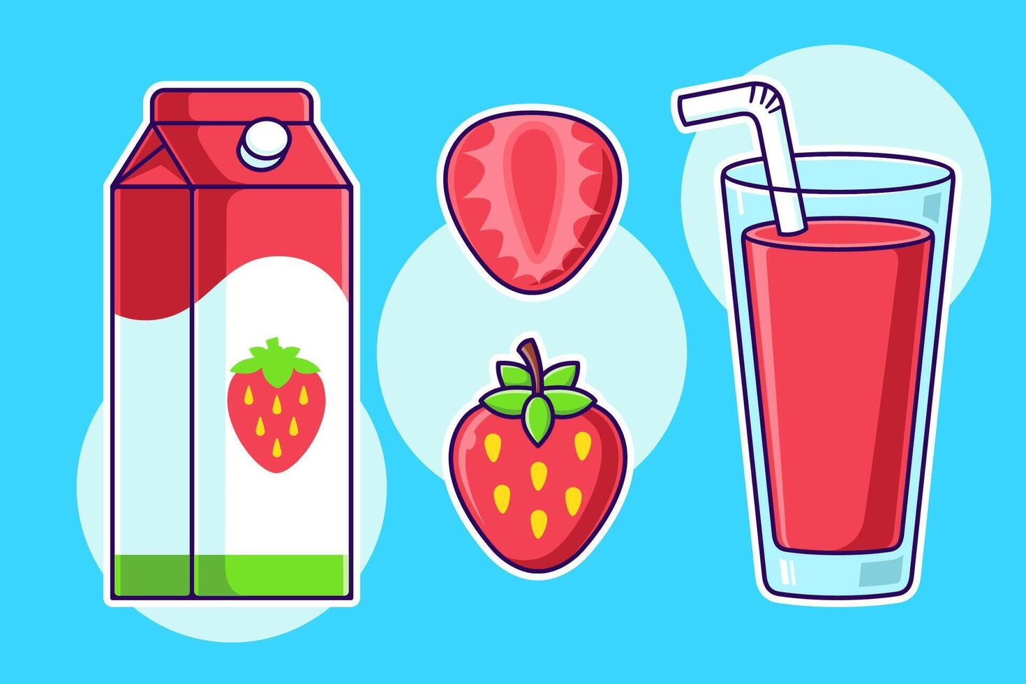 Strawberry Juice Packaging Cartoon Illustration Fresh Strawberry Juice Isolated Concept Icon vector