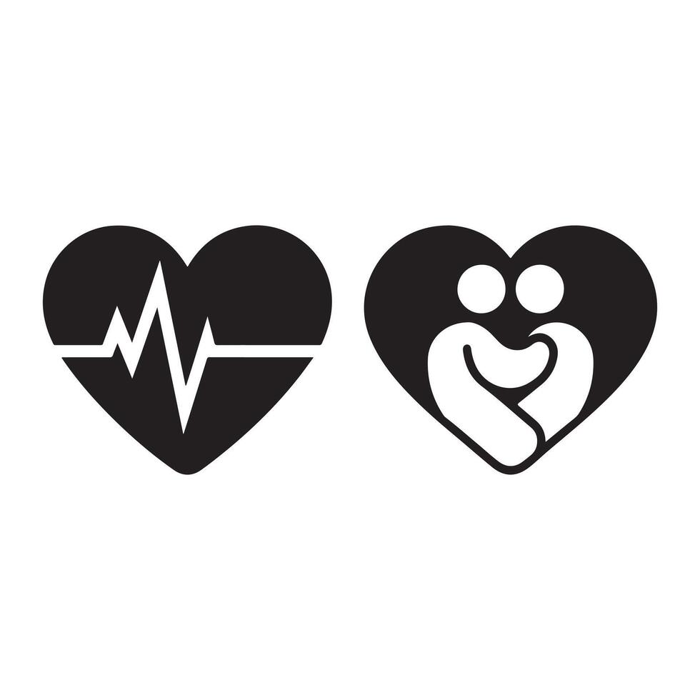 Heart icon set health and love represented by heart shapes. vector