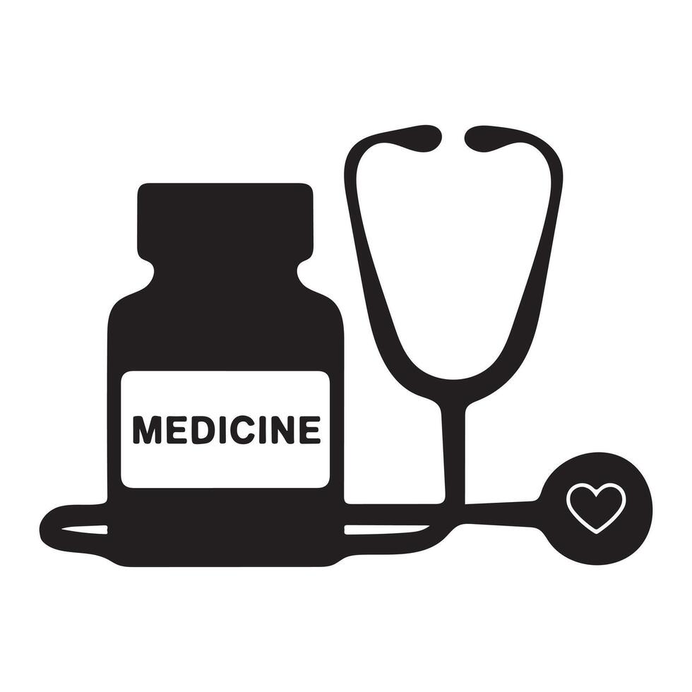 Medicine and Stethoscope vector
