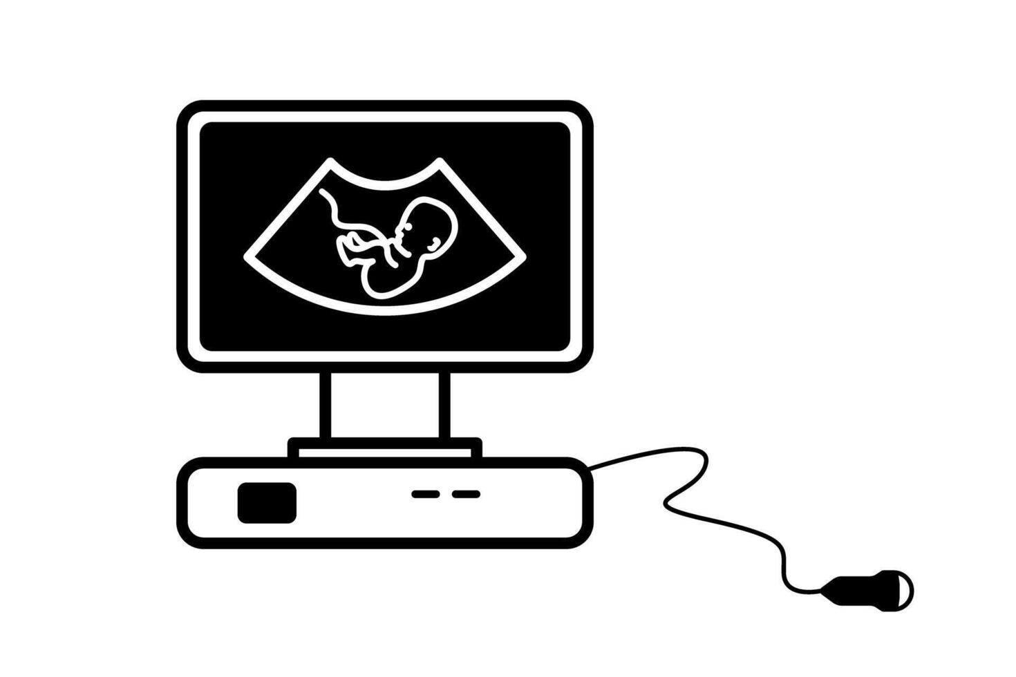 Ultrasound machine displaying fetus during pregnancy icon symbol illustration vector