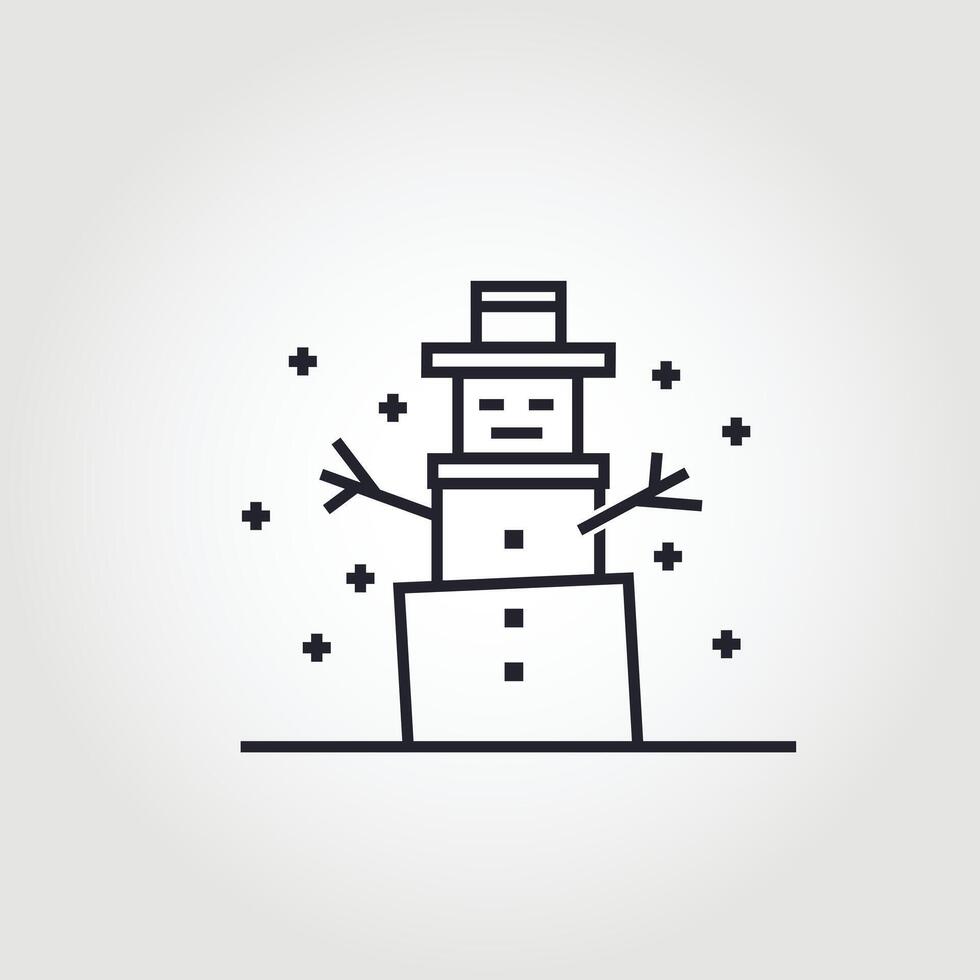 box shaped snowman icon in flat style image vector