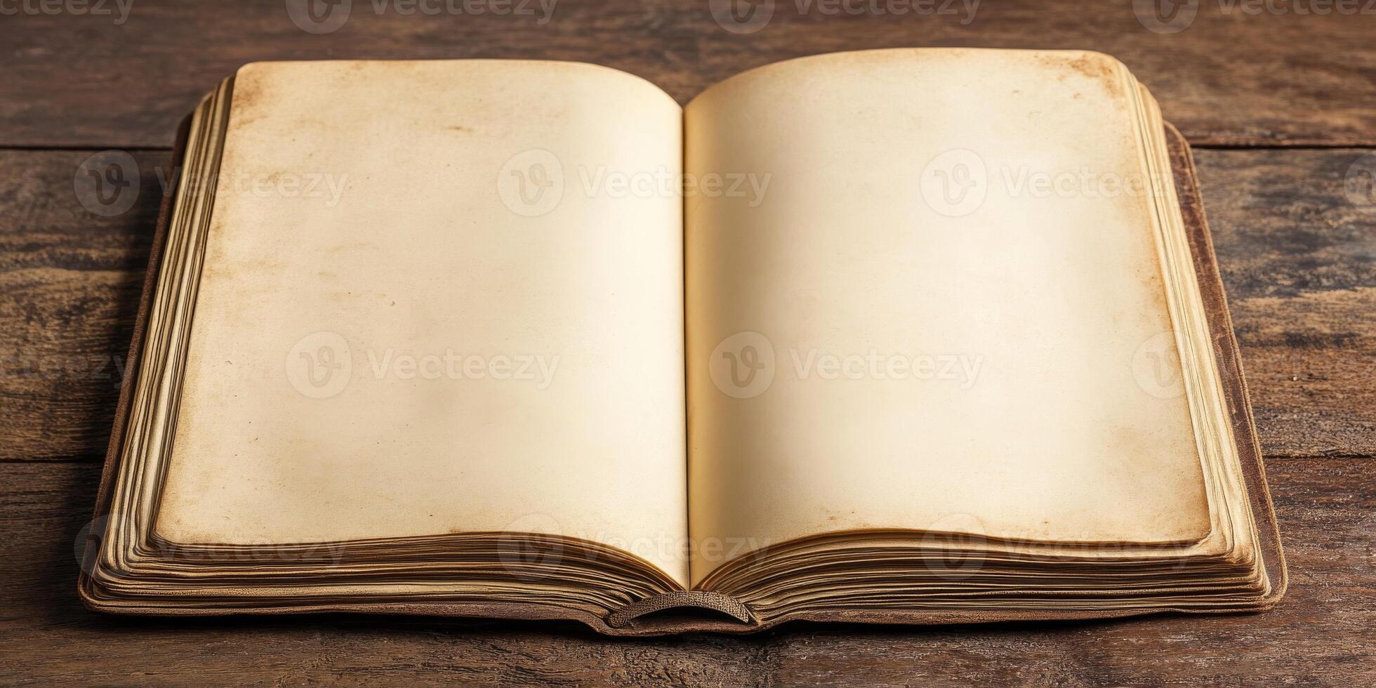 A book is open to a page with a blank space photo
