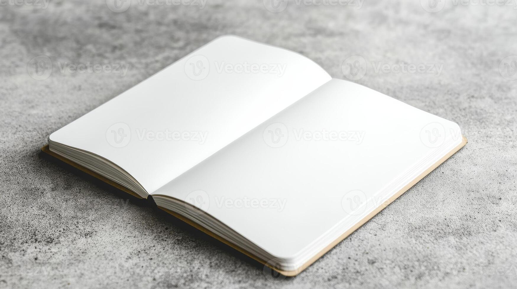 A book is open to a blank pag photo
