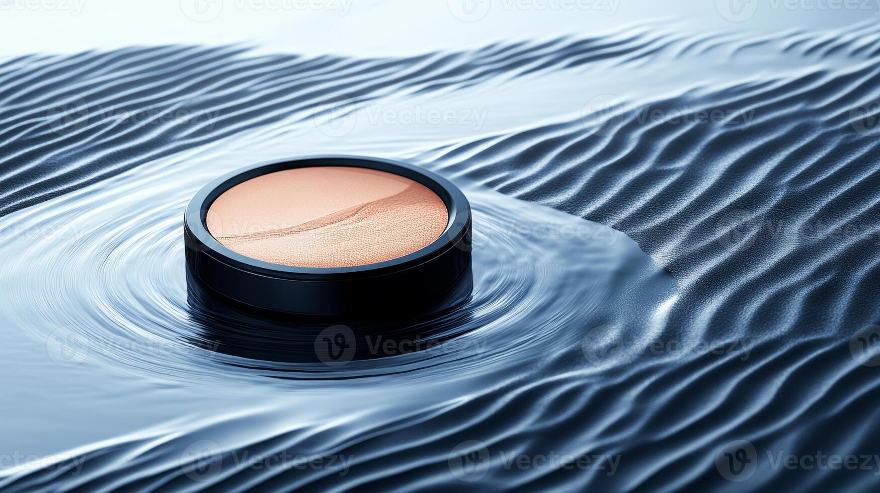 A small container of makeup is floating in the water photo