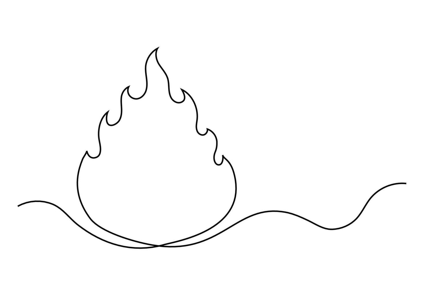 Continuous line drawing bbq fire vector