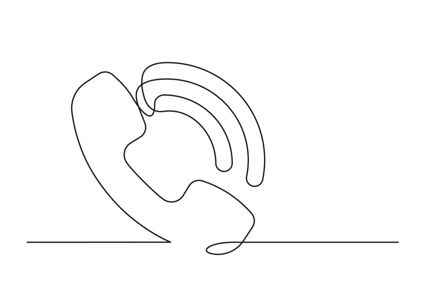 Continuous drawing of one line of an phone receiver vector
