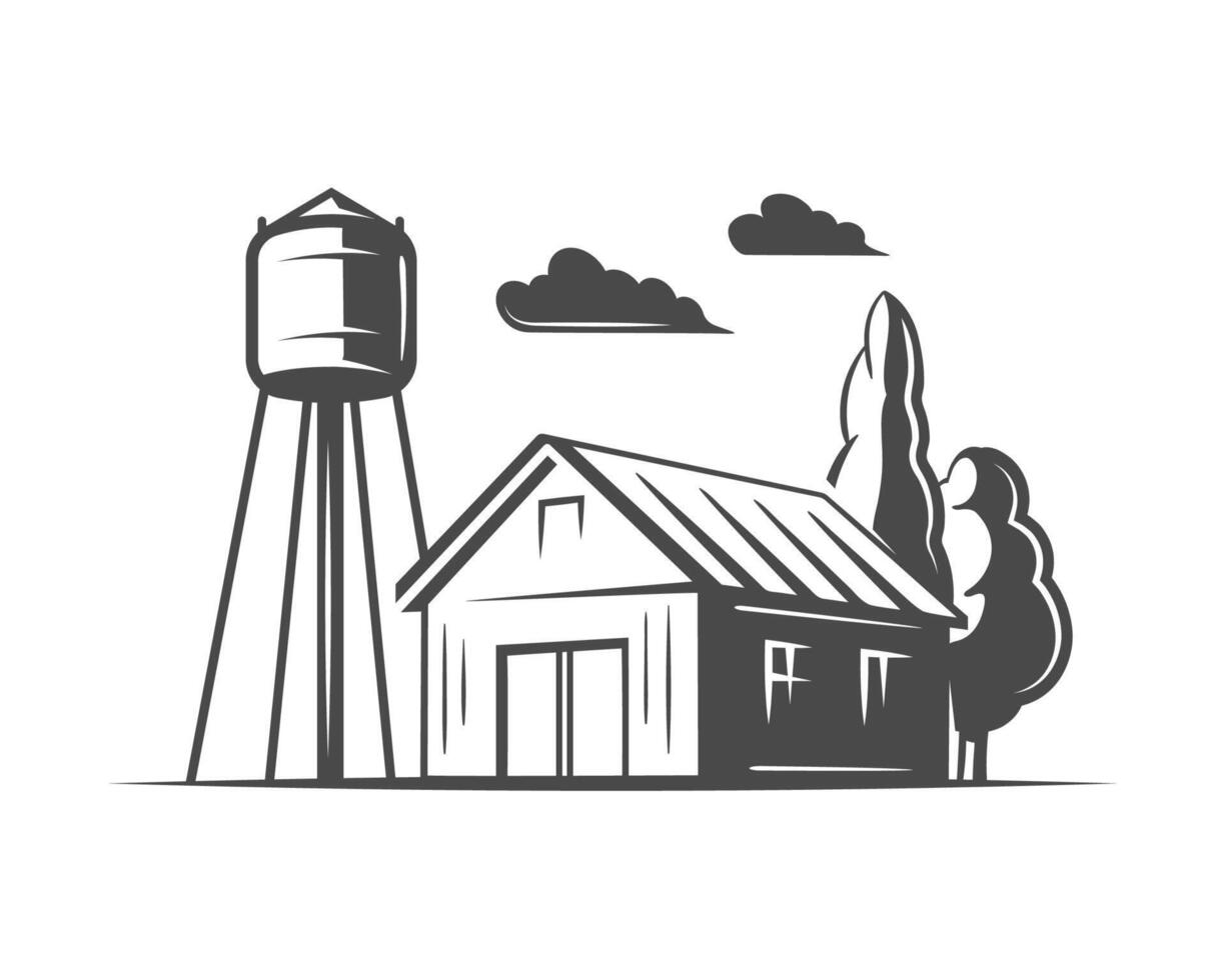 Landscape and village farm isolated on white background vector
