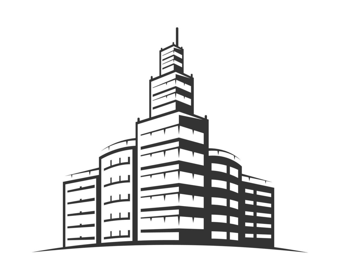 Modern building construction silhouette isolated on white vector