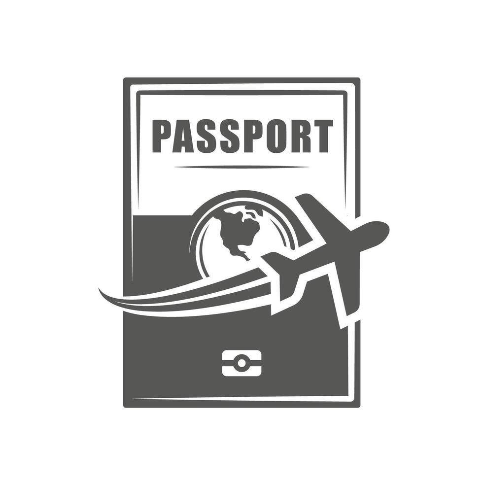 Passport and flying plane isolated on white background vector