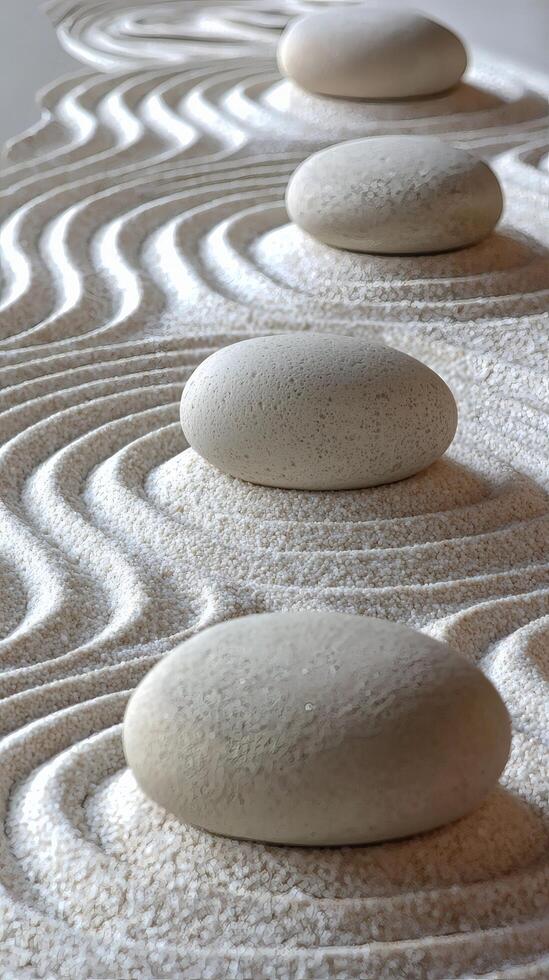 Serene stones in sand zen garden, tranquility, peace, wellness, spa photo