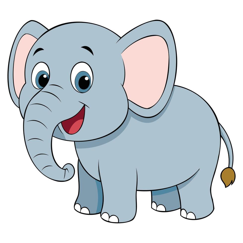 Funny Elephant Cartoon - Cute Animal Character for Kids vector
