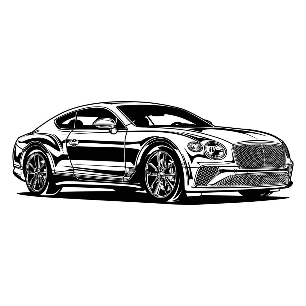 Black and White Continental GT Car vector
