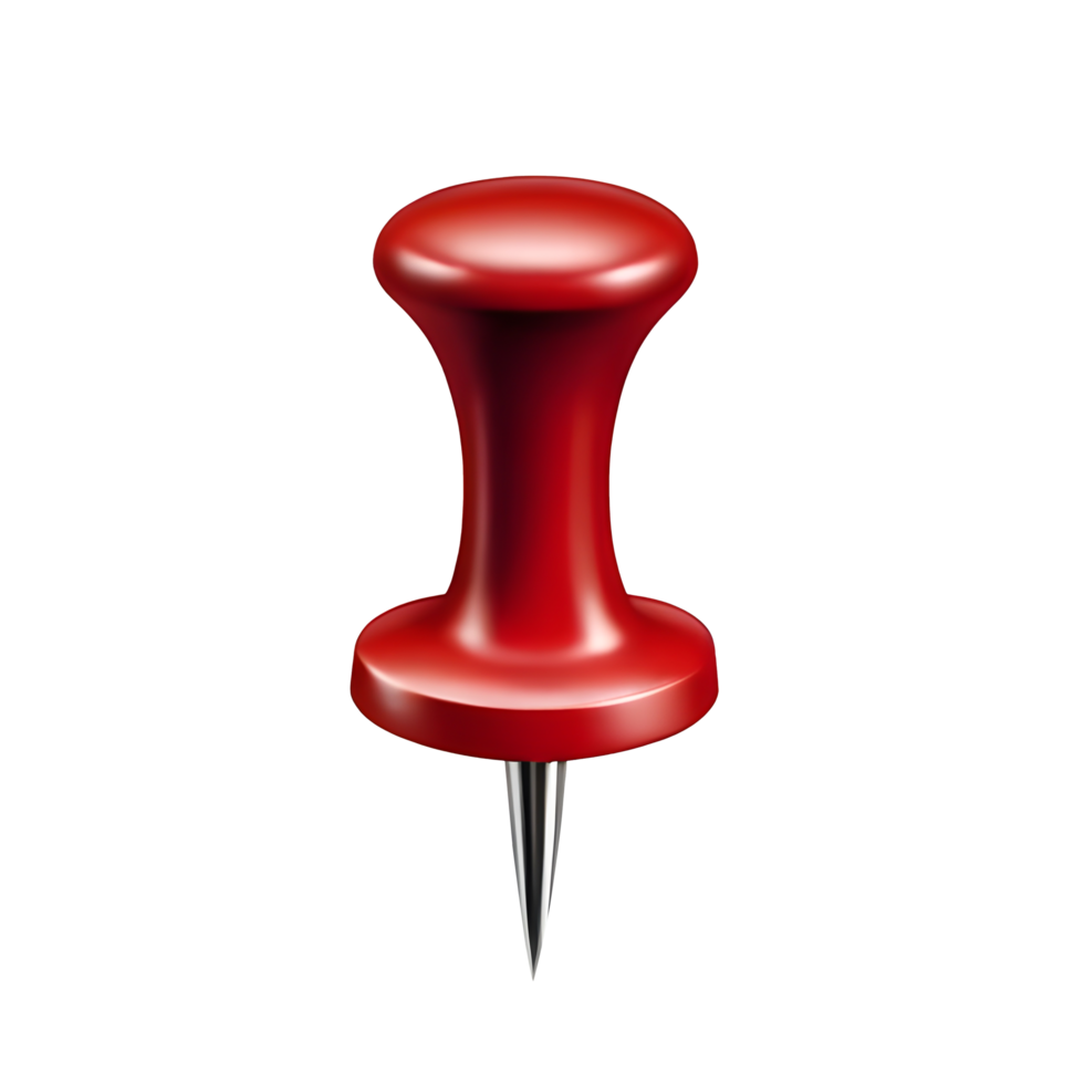 A red push pin on transparent background png