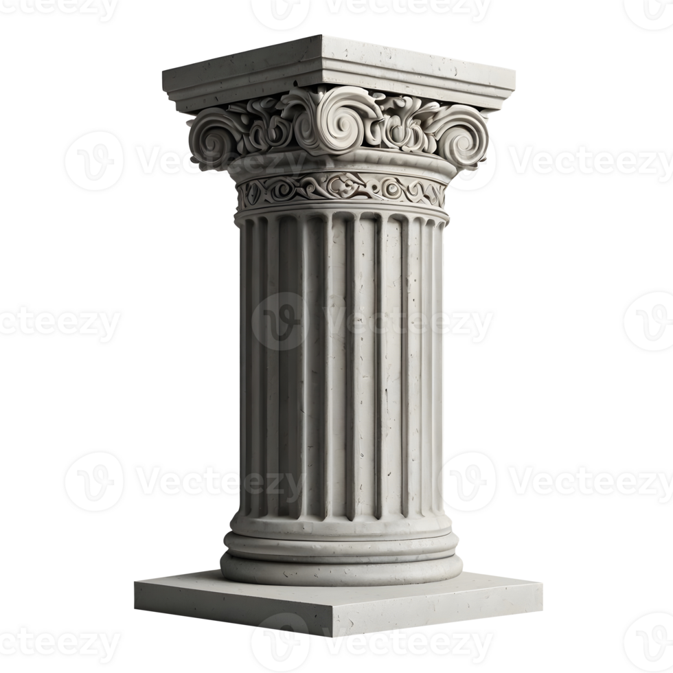 3d Ancient greek column with a decorative design on it png