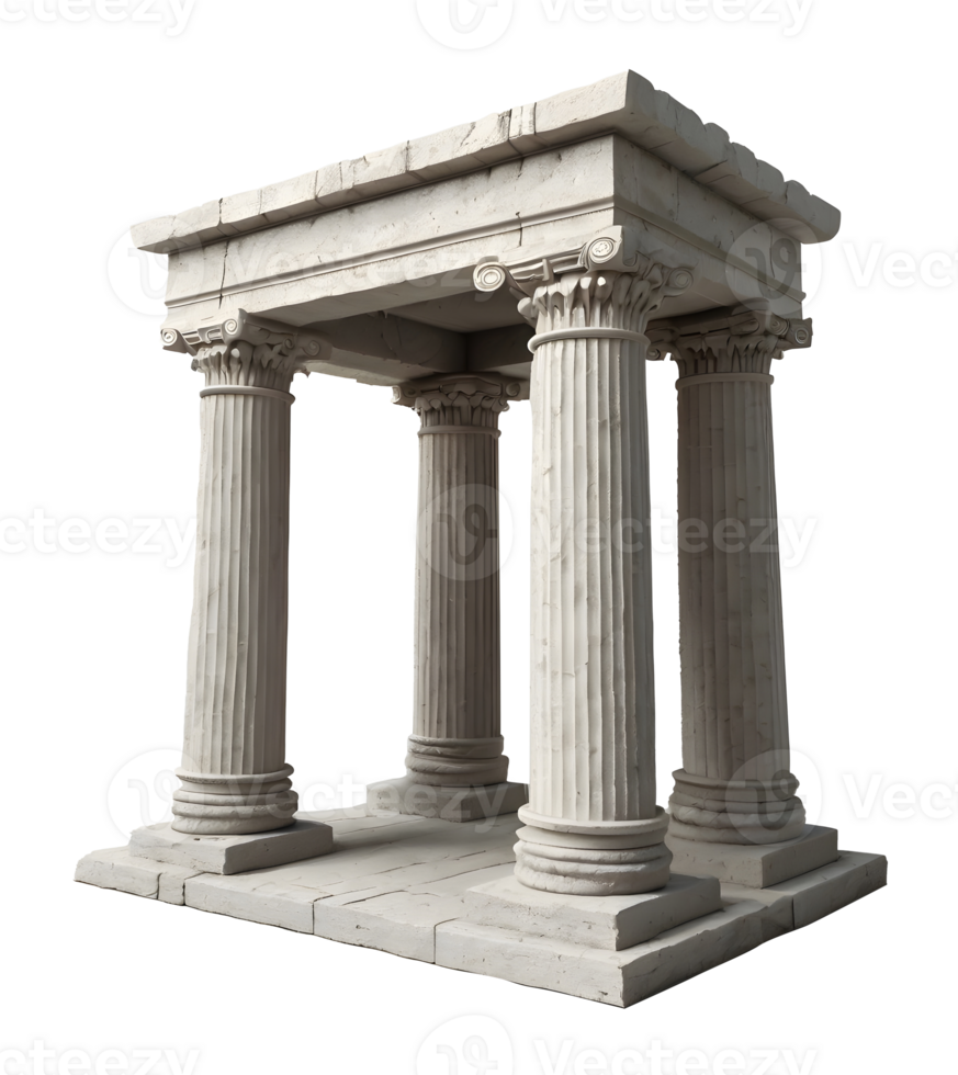 Ancient greek temple columns on transparent background png