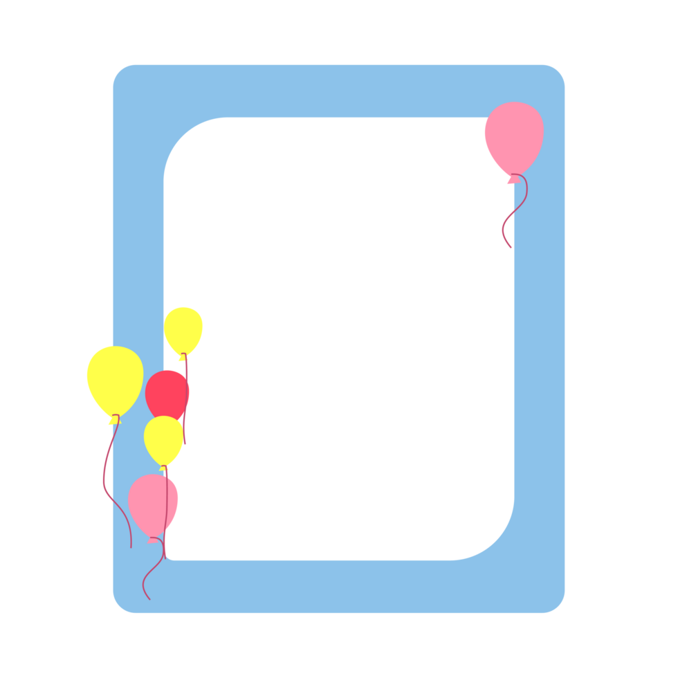 Simple Blue Decorative Frame with Balloons decoration png