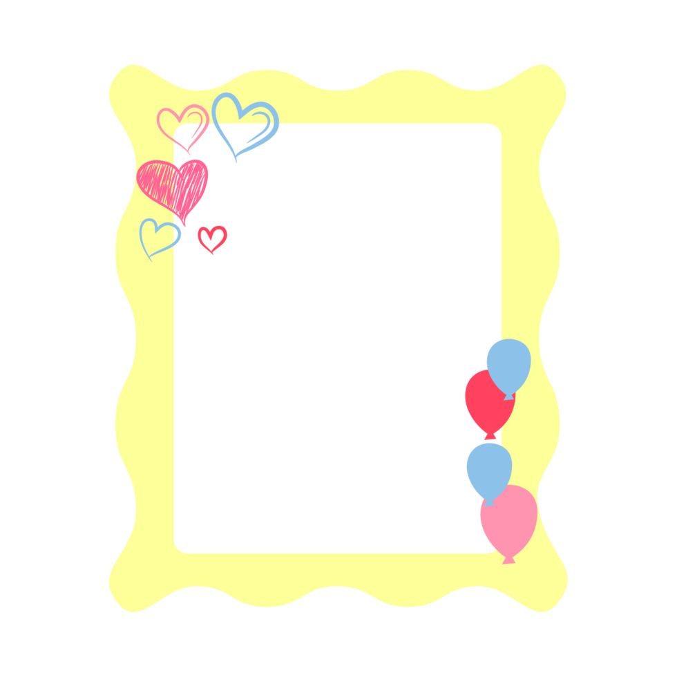 Pastel Frame with Balloons and Hearts png