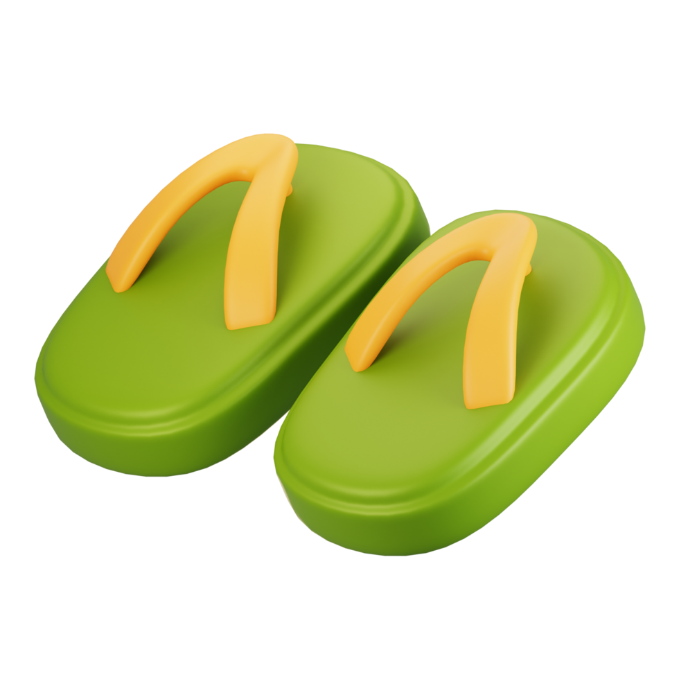 3d rendering summer season icon concept. 3d render slipper icon png