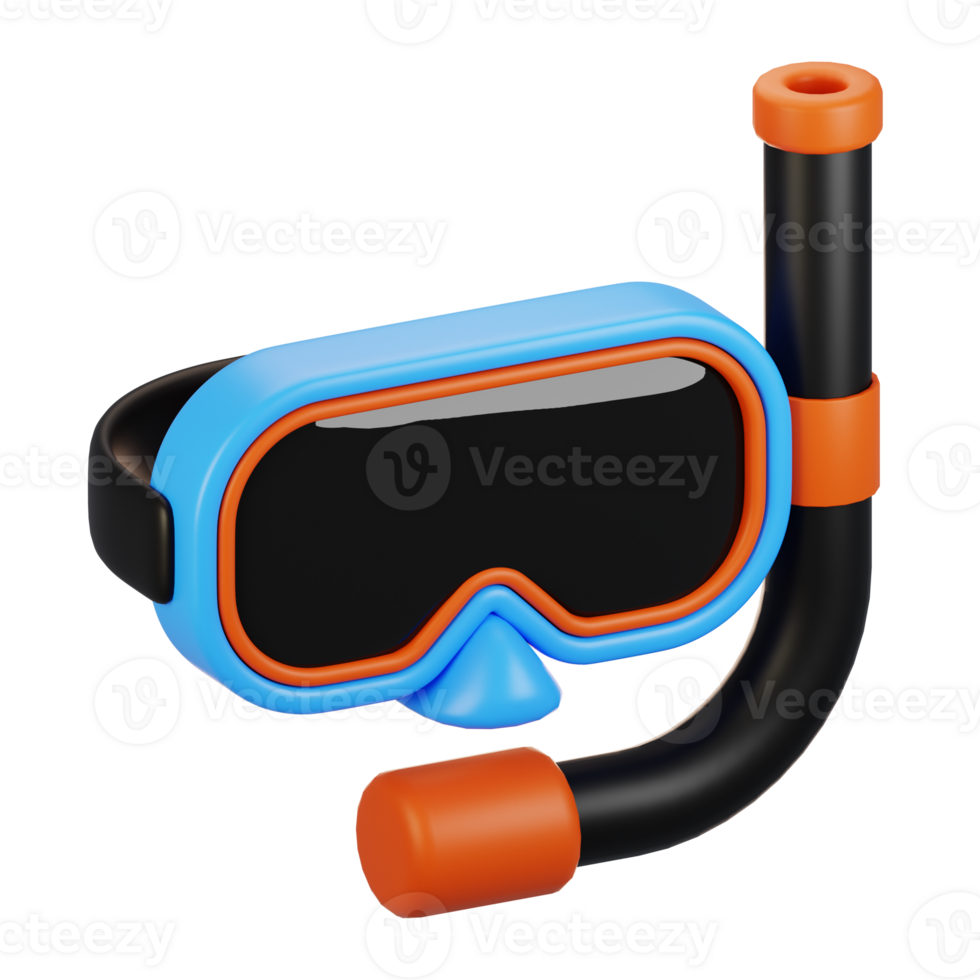 3d rendering summer season icon concept. 3d render snorkeling icon png