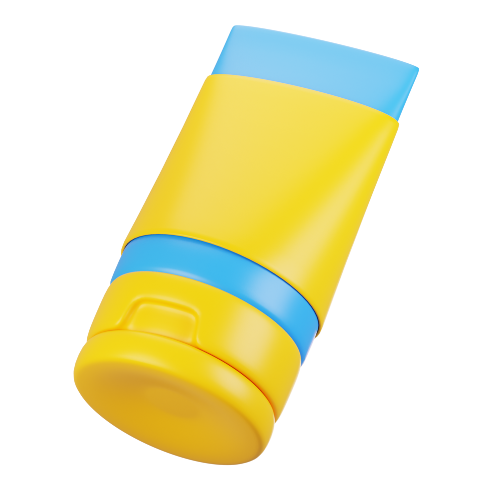 3d rendering summer season icon concept. 3d render sunscreen lotion icon png