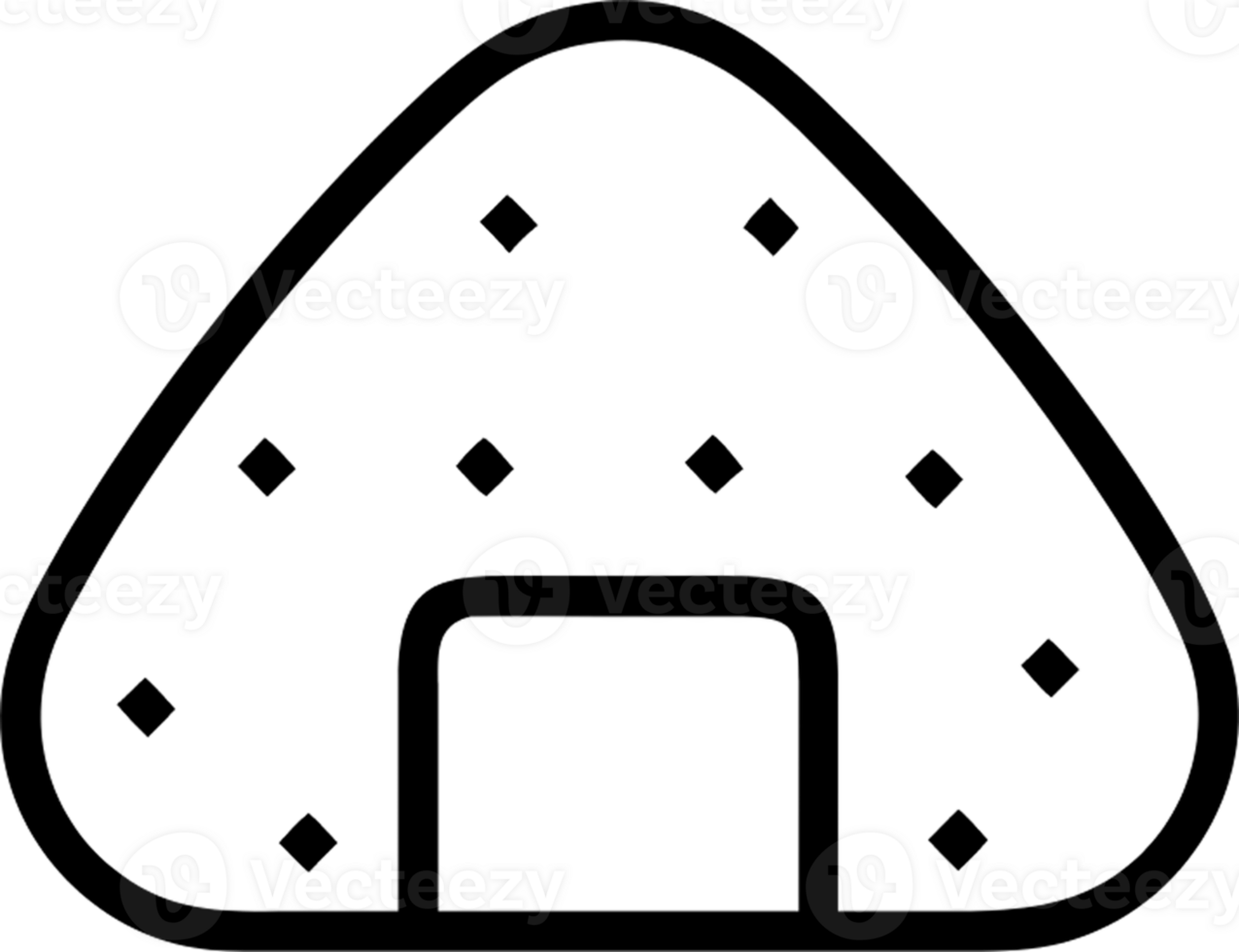Onigiri in outline icon style, japanese food theme. png