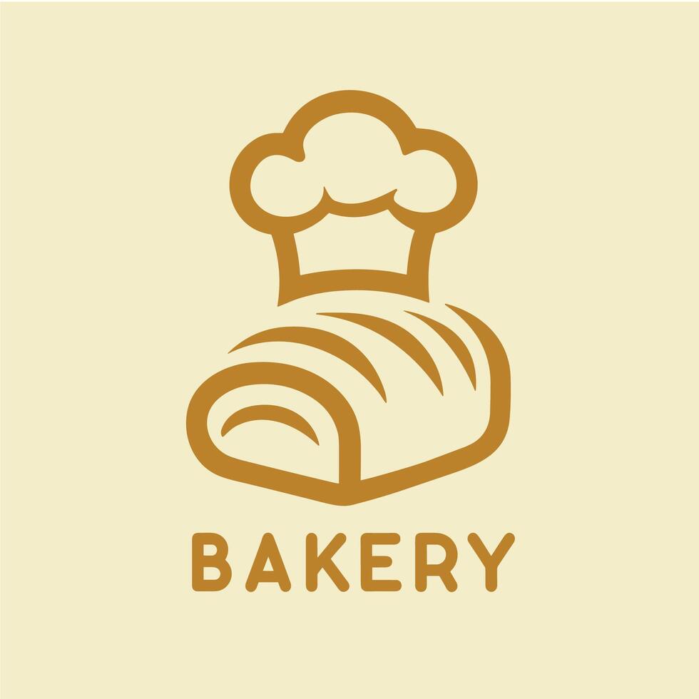 Simple bakery logo featuring a bread loaf and chef hat Perfect for your bakery business branding. vector