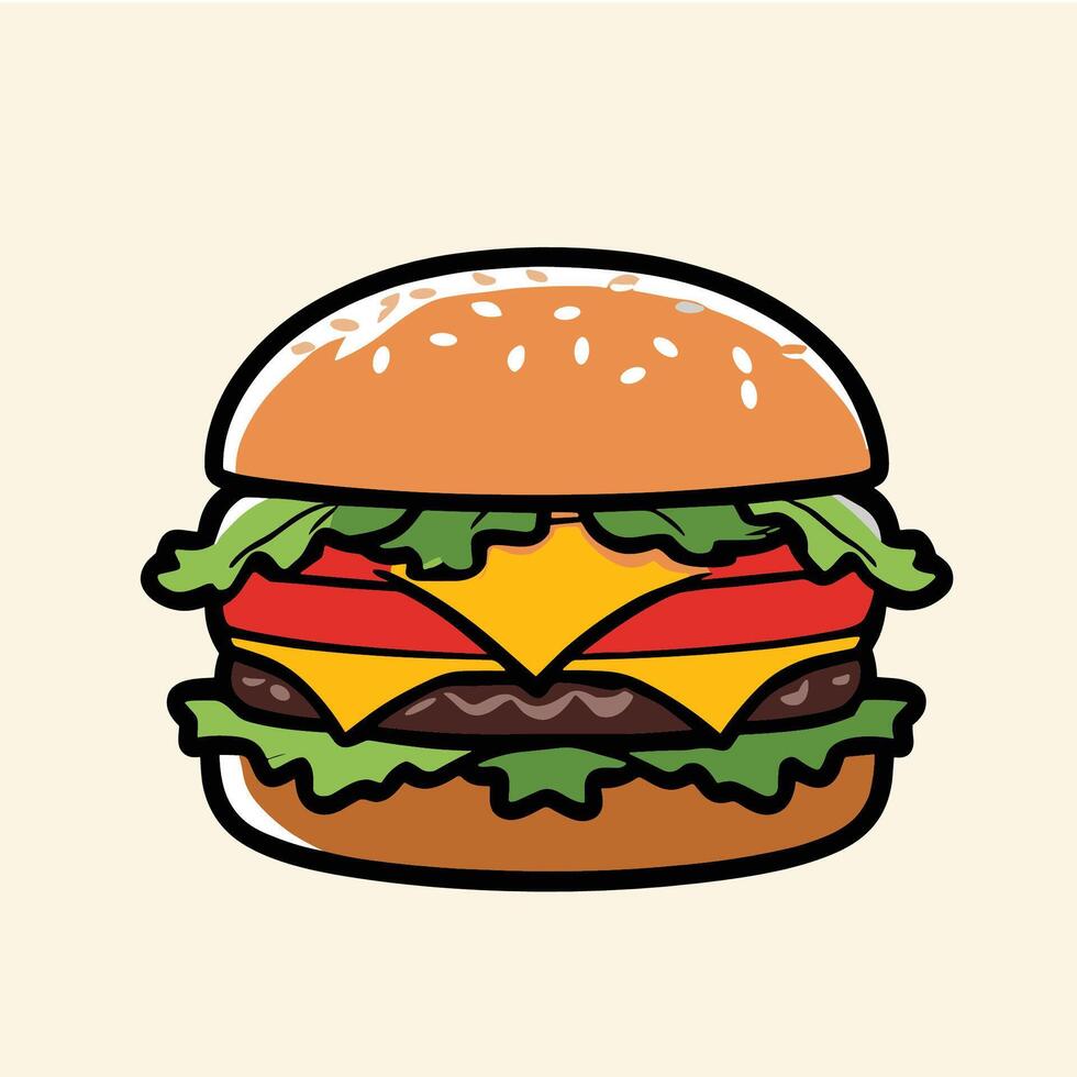 Hand-Drawn Cheeseburger Illustration vector