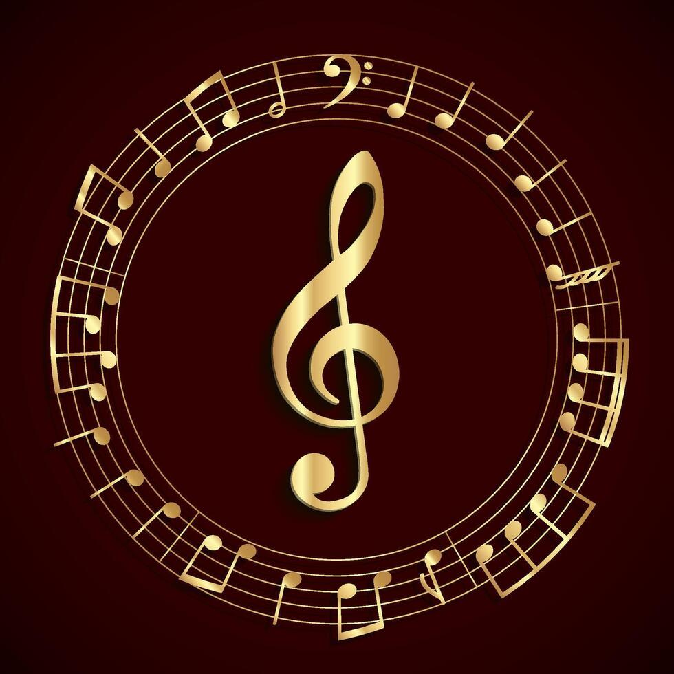 golden violin clef music note circle illustration vector