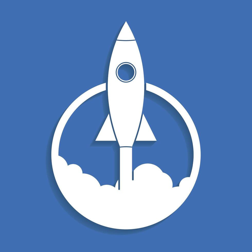 rocket white icon vector