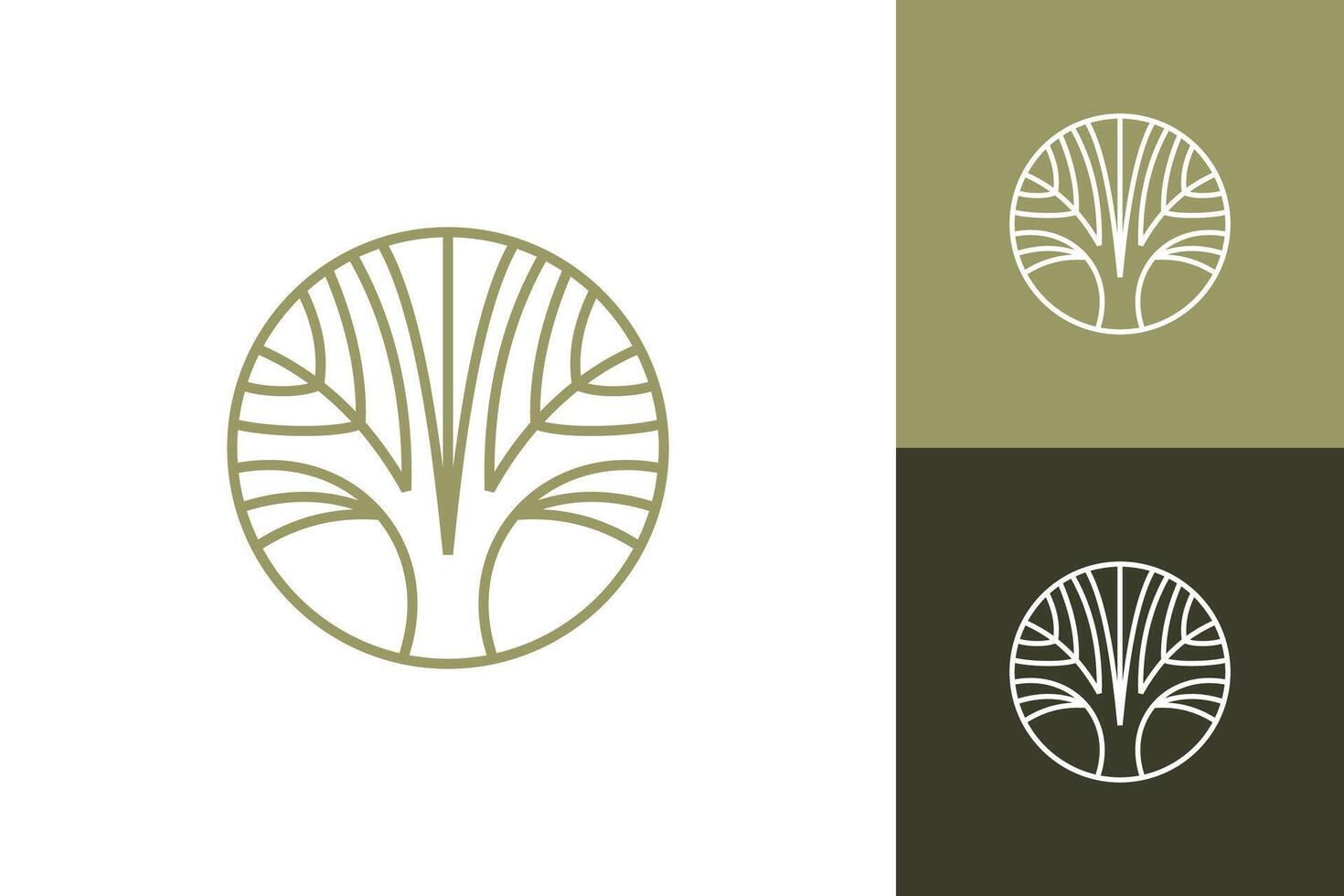 Tree thin line circle abstract icon logo . vector